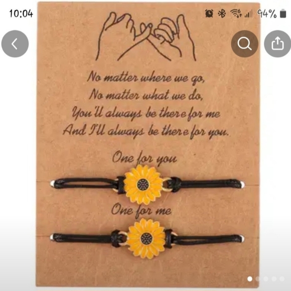 Bestfriends Pinky Promise Matching Sunflower Bracelets - Picture 2 of 3